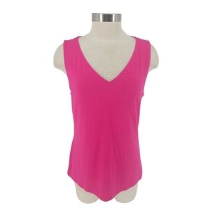 INC Tank Top Pink Peacock Sleeveless V Neck Lined Shirt XL